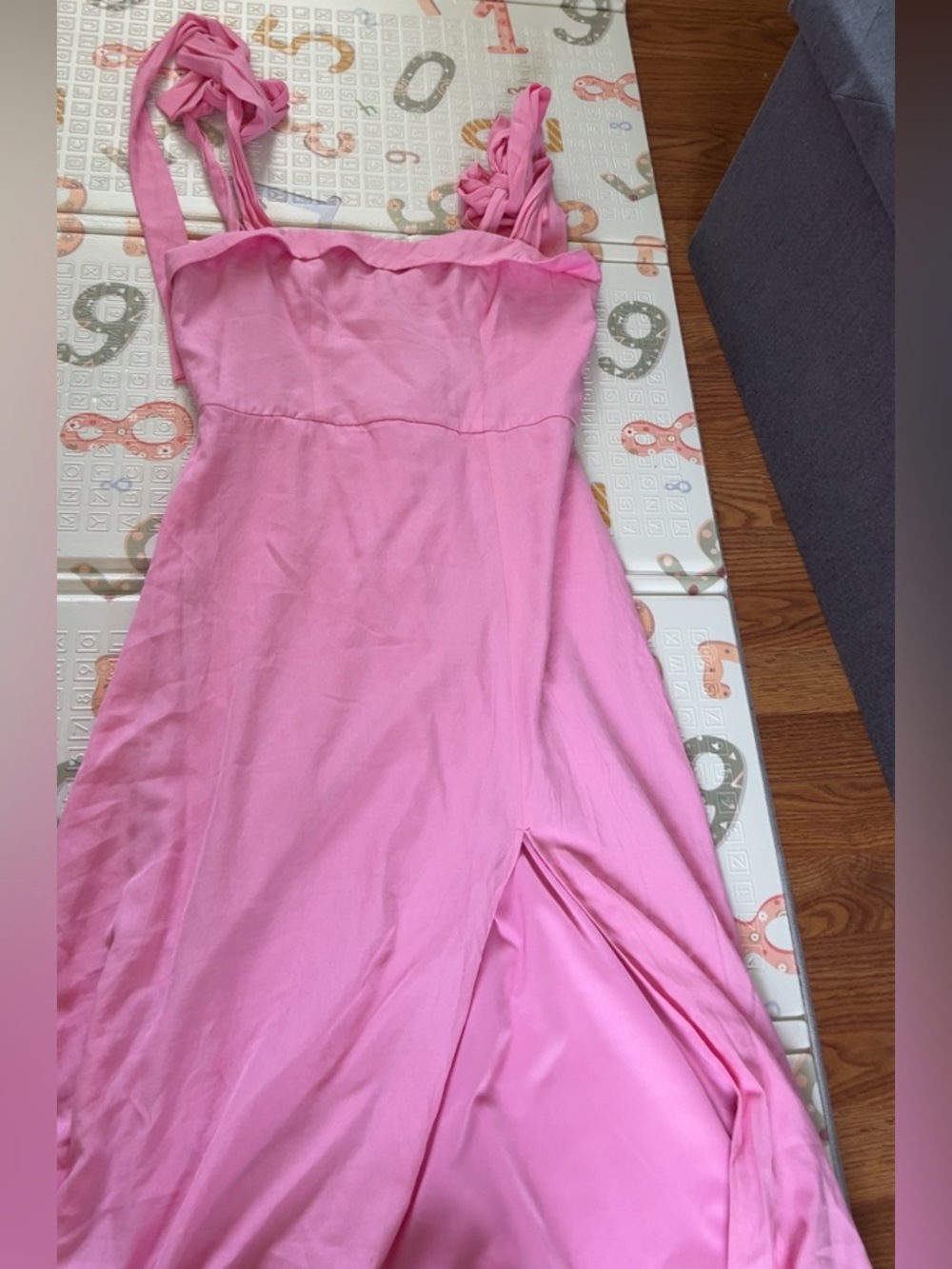 Pink Braided Strap Maxi Dress